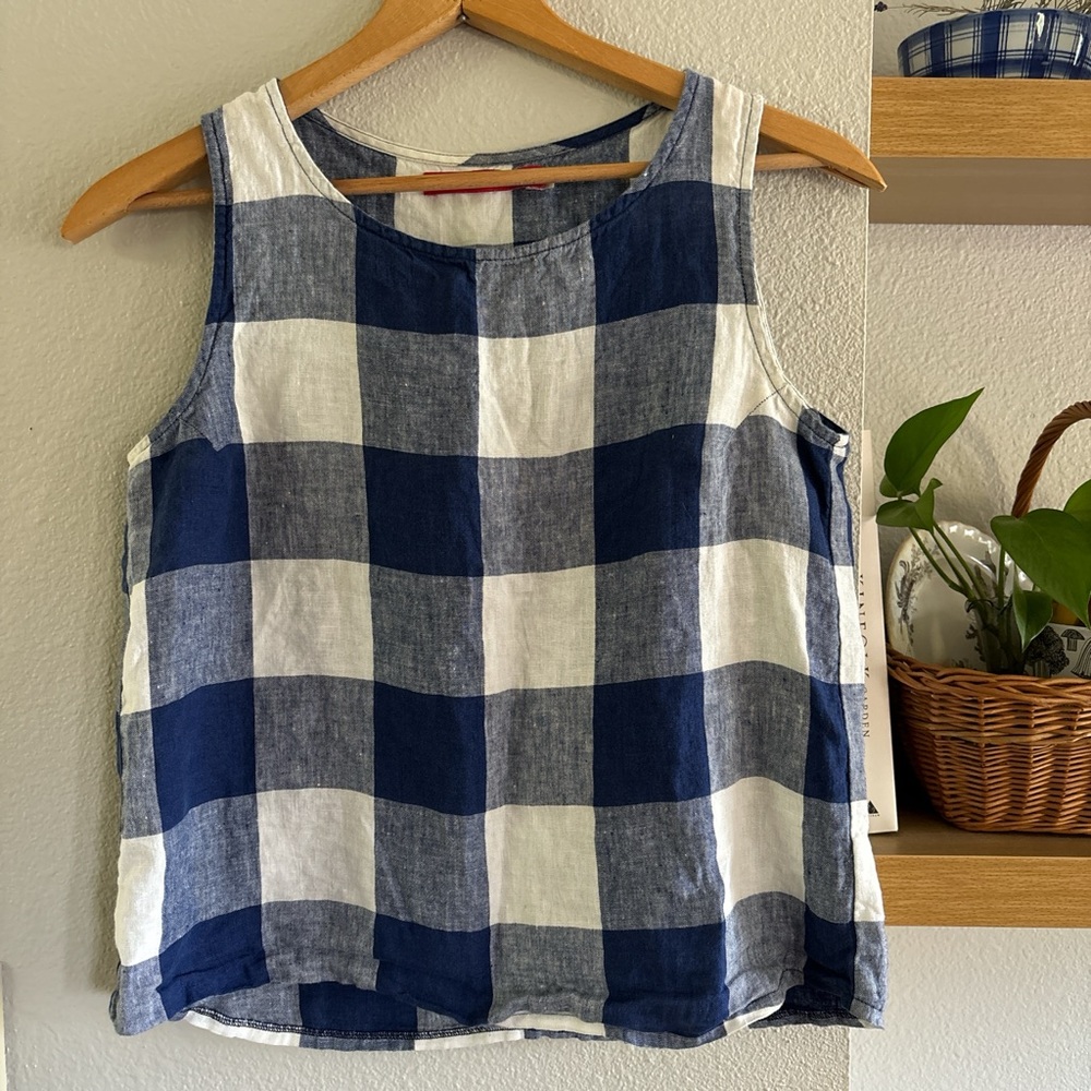Pyne & Smith Linen gingham tank